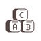 Alphabet blocks child toy line style icon