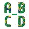 Alphabet brazil abstract style in a set ABCD