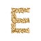 Alphabet bullet set letter E gold color, illustration 3D virtual design