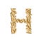 Alphabet bullet set letter H gold color, illustration 3D virtual