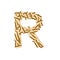 Alphabet bullet set letter R gold color, illustration 3D virtual design