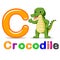 Alphabet C with Crocodile cartoon