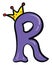 Alphabet capital r queen emoji in purple color vector or color illustration