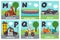 Alphabet card with transport and animals M to R