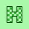 Alphabet chessboard design. Word chessboard. letter H