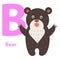 Alphabet for Children B Letter Bear Cartoon Icon