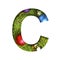 Alphabet on Christmas tree. The letter C cut out of paper on a background fresh ï¿½hristmas tree with colored balls. Set of