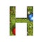Alphabet on Christmas tree. The letter H cut out of paper on a background fresh ï¿½hristmas tree with colored balls. Set of
