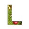Alphabet on Christmas tree. The letter L cut out of paper on a background fresh ï¿½hristmas tree with colored balls. Set of