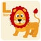 The alphabet cube with the letter L is a lion. Vector illustration on the theme of games and education