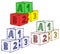 Alphabet cubes with A,B,C letters and numerals