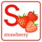 An alphabet with cute fruits, Letter S strawberry