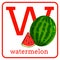 An alphabet with cute fruits, Letter W watermelon