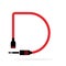 Alphabet D letter logo formed by jack cable or wire. Vector design template elements for your audio, sound or music application or