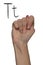 Alphabet for deaf-mutes people with hand gestures and a number l
