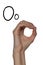 Alphabet for deaf-mutes people with hand gestures and a number l