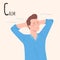 Alphabet Emotions concept. Male character calm and relaxing. Letter C - Calm. Vector cartoon