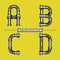 Alphabet Engine monochrome style in a set ABCD