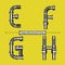 Alphabet Engine monochrome style in a set EFGH