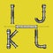 Alphabet Engine monochrome style in a set IJKL