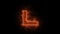 Alphabet in flames - letter L on fire - drawn with laser beam on black background