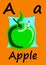 Alphabet flashcard. Letter, A is for Apple