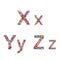 Alphabet with flowery letters X, Y, Z