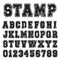 Alphabet font black stamp design