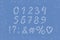 Alphabet frozen design with snowflakes. Numbers and punctuation marks. EPS 10