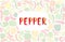 Alphabet Hot pepper font, vector illustration. Chili peppers shape letters