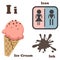 Alphabet I letter.Ice Cream,Icon,Ink