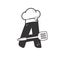 alphabet initial chef hat with spatula restaurant theme logo