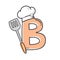 alphabet initial chef hat with spatula restaurant theme logo