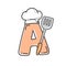 alphabet initial chef hat with spatula restaurant theme logo