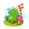 Alphabet Isolated Letter F-frog-flower