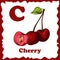 Alphabet for kids with fruits. Healthy letter abc C-Cherry