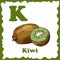 Alphabet for kids with fruits. Healthy letter abc K-Kiwi