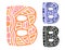 Alphabet letter B. Kids education poster or stickers. Childish logo in mosaic style. Cute vector letters in color and monochrome