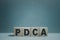 Alphabet letter block in word PDCA. PDCA  for control and continual improvement of business concept