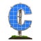 Alphabet letter C. Solar panel in shaped of letter C, 3D rendering