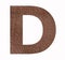 Alphabet letter D - Brown leather texture background
