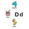 Alphabet Letter D-dolphin,drum,duck vector illustration