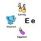 Alphabet Letter E-eggplant,earring,elephant