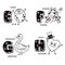 Alphabet letter E F G H depicting an egg, frog, goose and heart. Vector alphabet