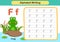 Alphabet Letter f - frog exercise with cartoon vocabulary