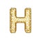 Alphabet letter H uppercase. Gold font made of yellow cellular framework. 3D render isolated on white background.