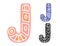 Alphabet letter J. Kids education poster or stickers. Childish logo in mosaic style. Cute vector letters in color and