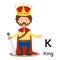 Alphabet Letter K-king,vector