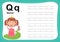 Alphabet Letter Q - Queen with cut girl vocabulary