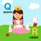 Alphabet Letter Q-queen,R-rabbit, illustration